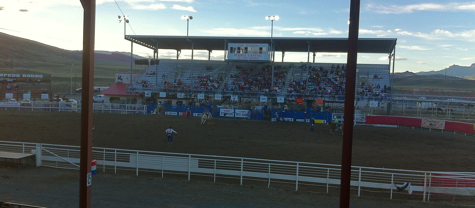 The Cody Nite Rodeo arena at Stampede Park, Cody, Wyoming